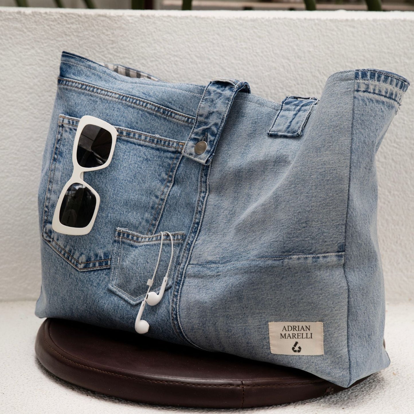 Brooklyn Heritage Tote / Recycled Denim White