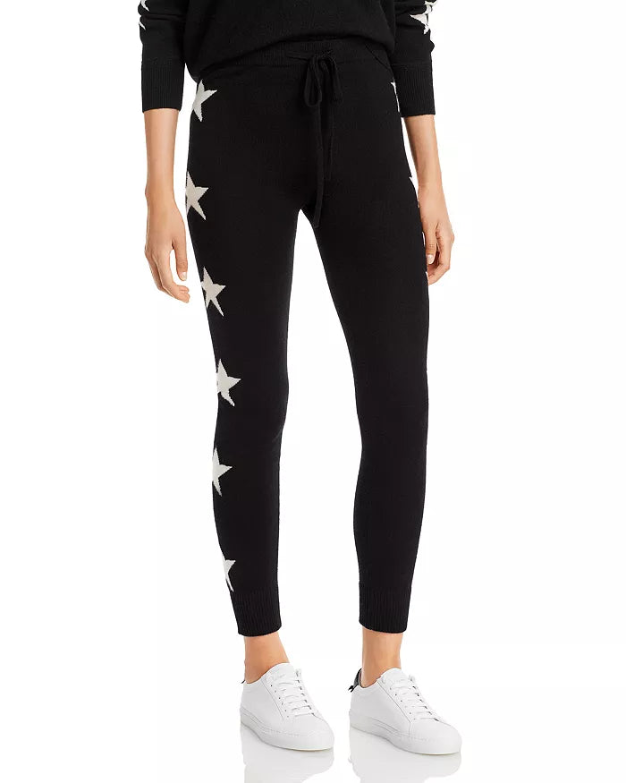 Aqua Cashmere Star Print Jogger Pants, Medium