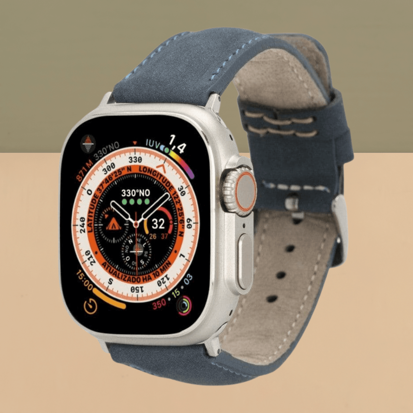 Apple Watch Blue Leather Strap - Boston