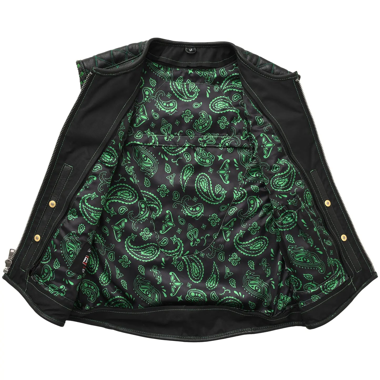 Tactical Emerald Men’s Motorcycle Leather Vest