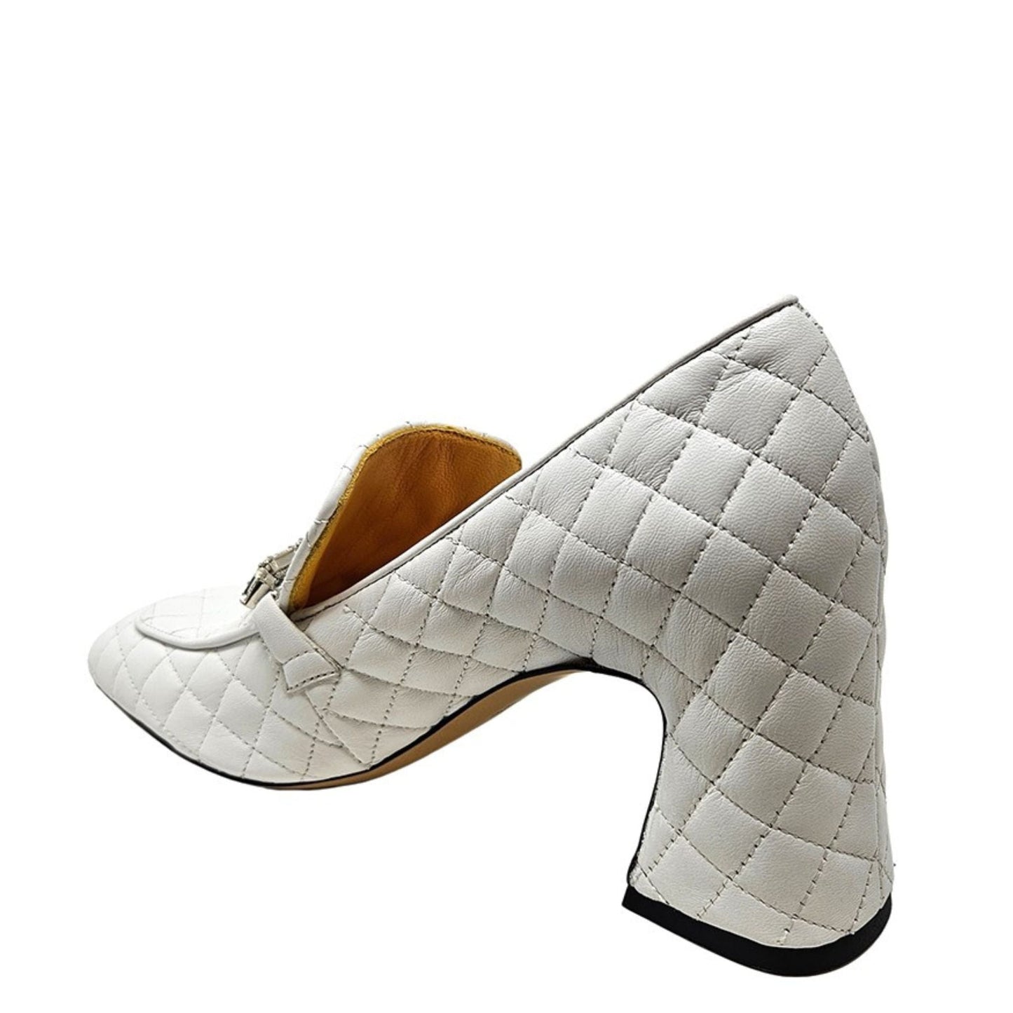 White Leather Quilted Loafer