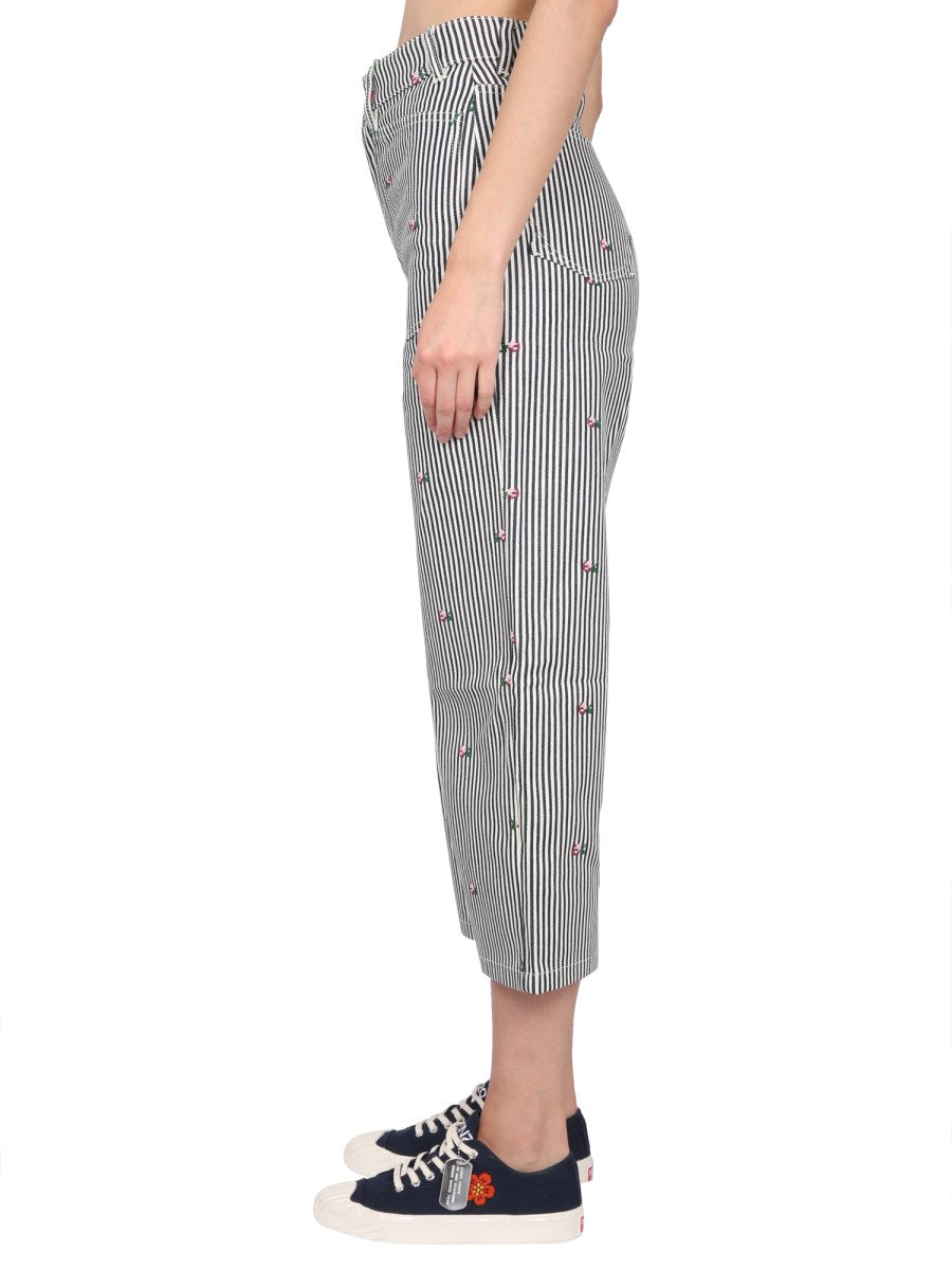 Cropped Striped Jeans