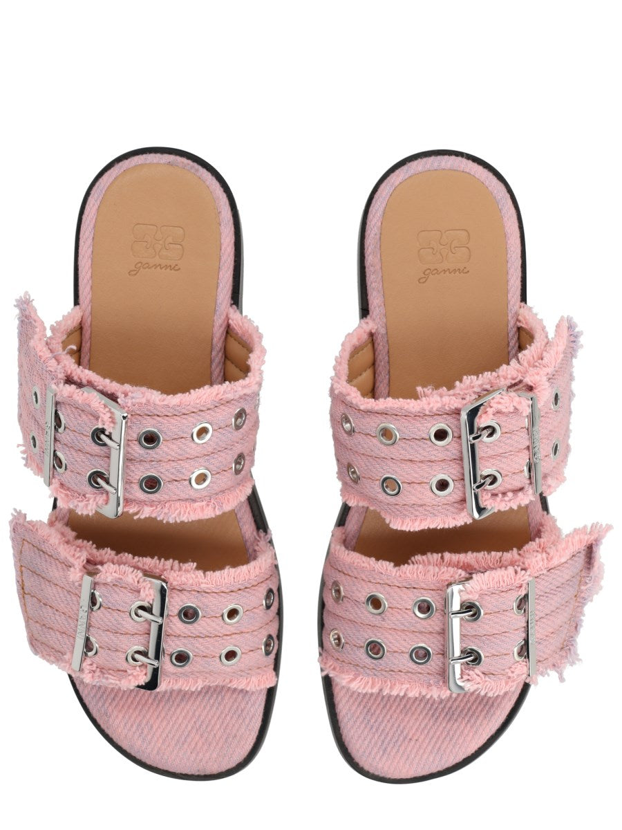 Denim Sandal With Bangs