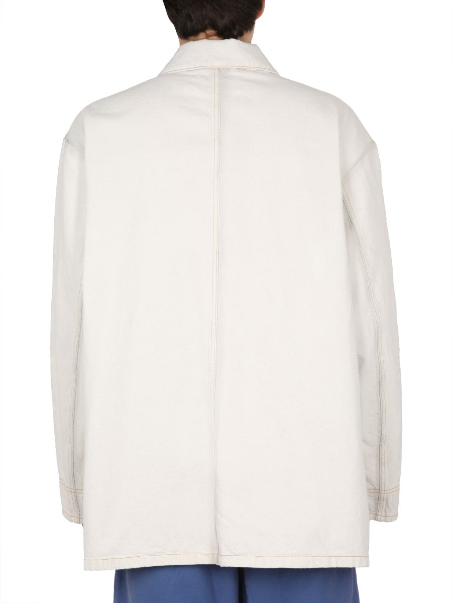 Maison Margiela Oversized Denim Overshirt in White, view 5