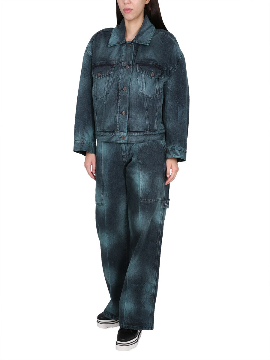 Workwear Jeans in Marbled Green