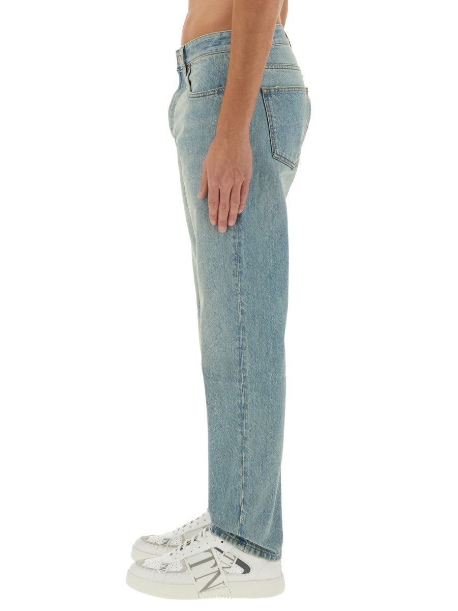 Straight Jeans in Vintage Green-Blue