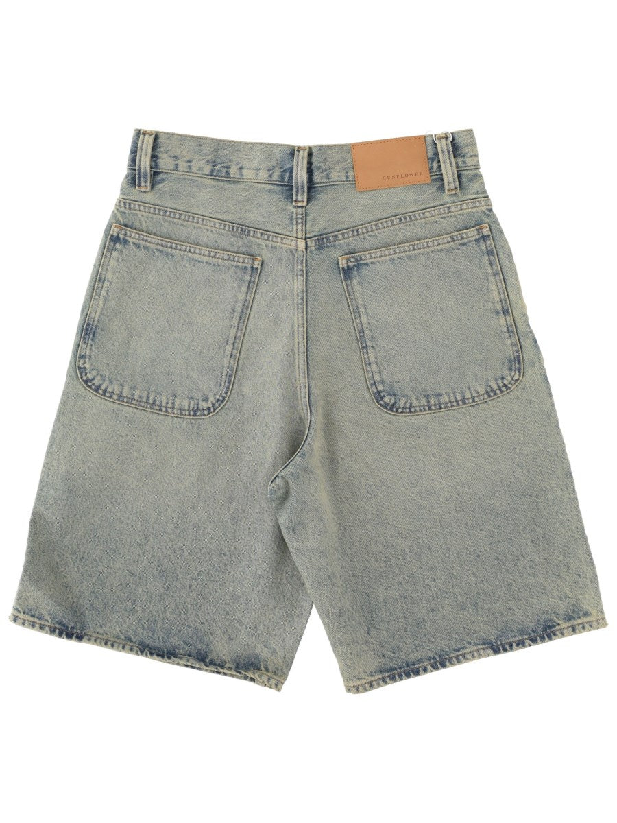 Wide Denim Shorts in Dirty Wash