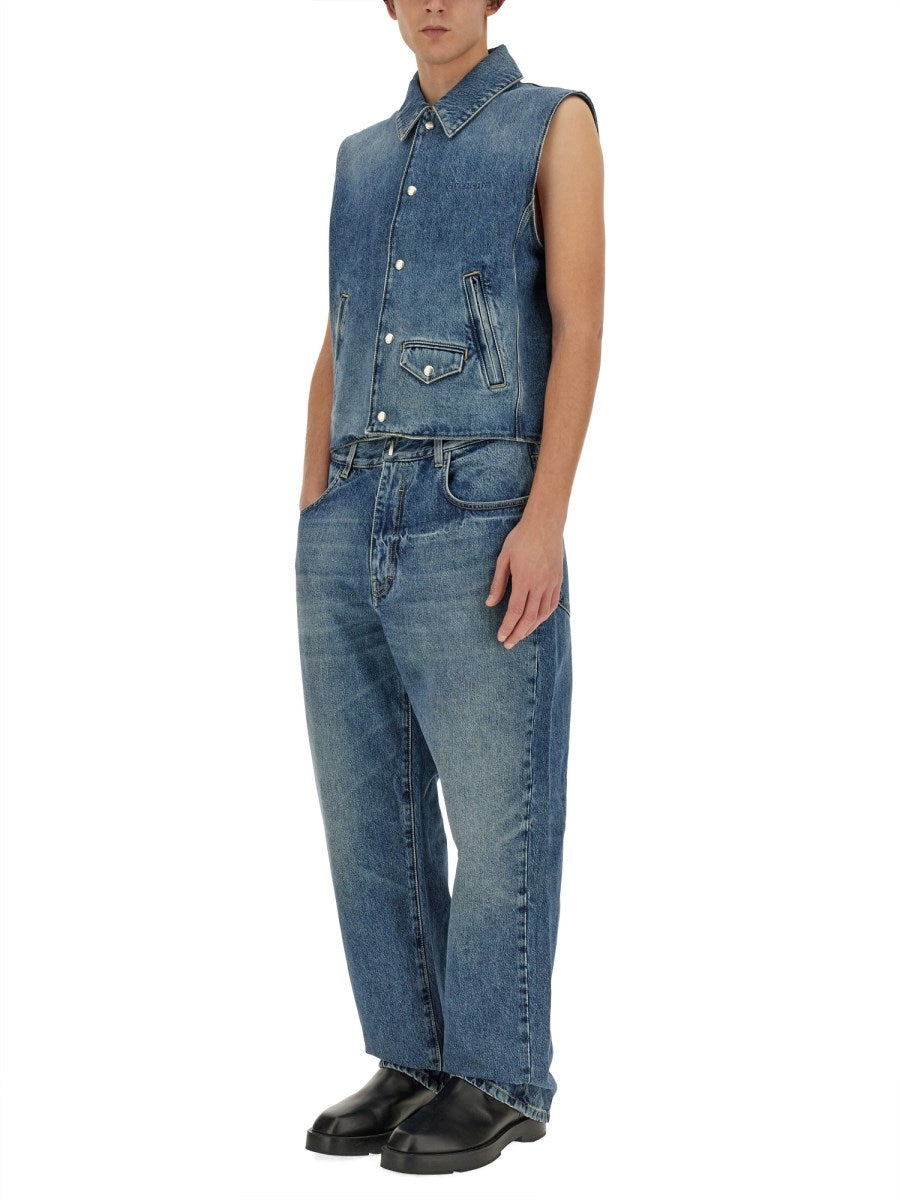 Denim Vest in Mid Blue