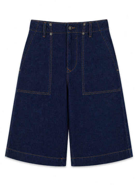 Wide Denim Shorts in Dark Rinse