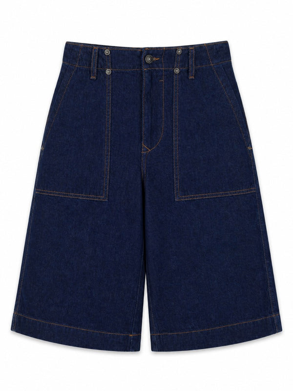 Wide Denim Shorts in Dark Rinse