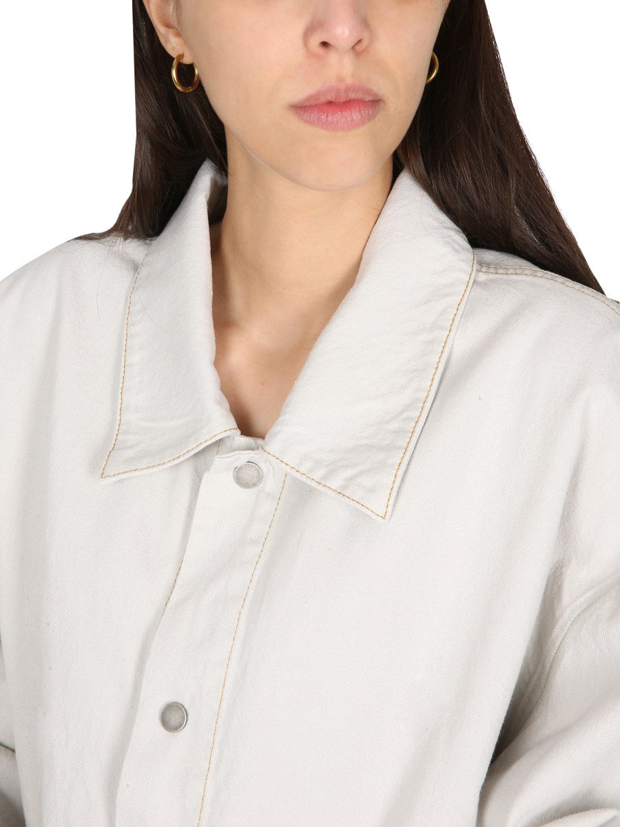 Maison Margiela Oversized Denim Overshirt in White, view 4