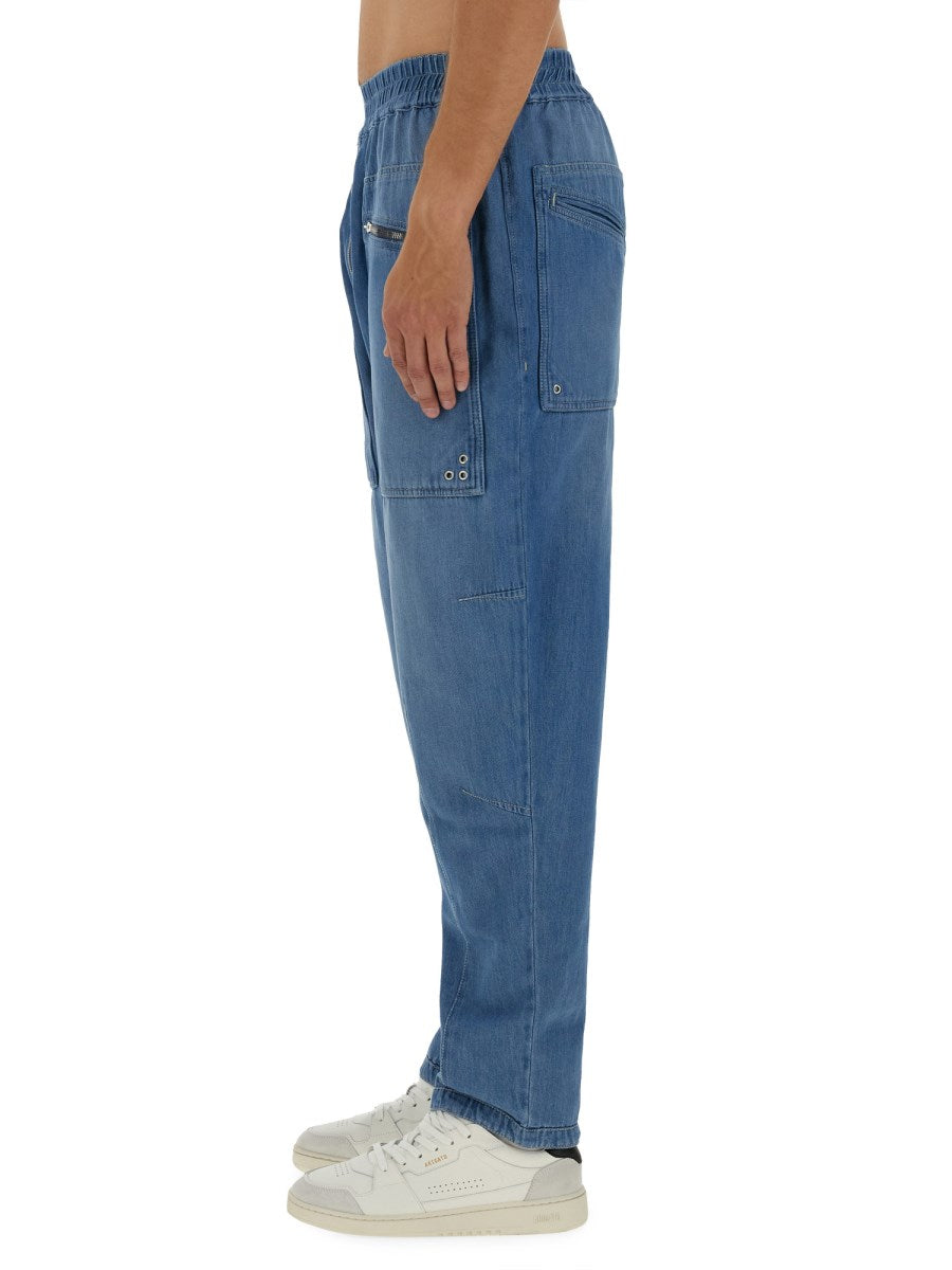 Elastic-Waist Denim Trousers