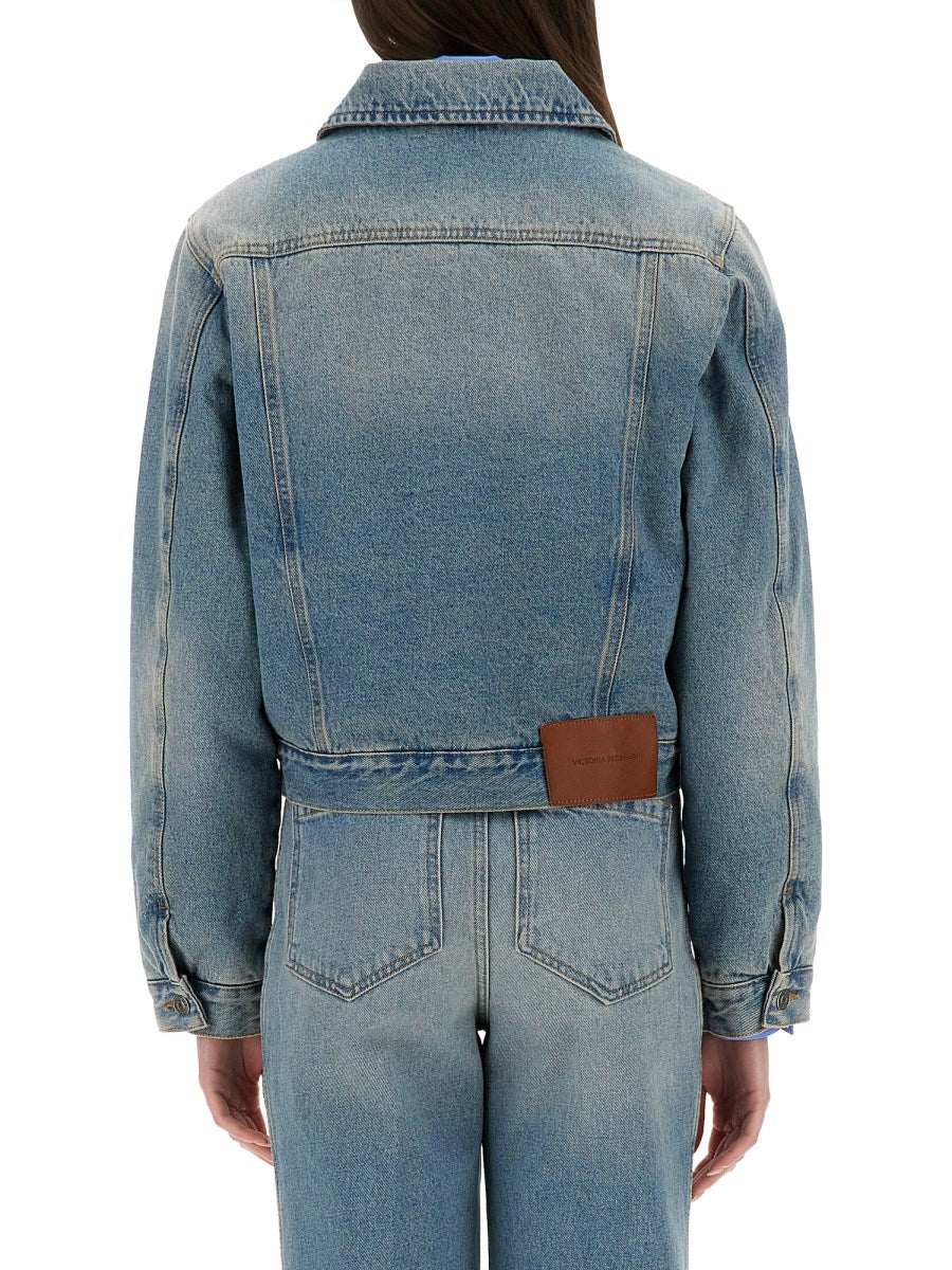 Padded Cropped Denim Jacket