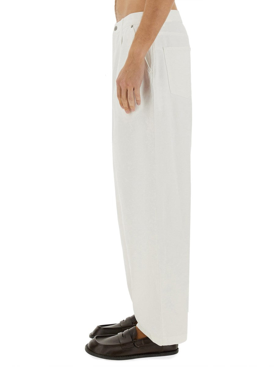 Pleated Wide Jeans in White
