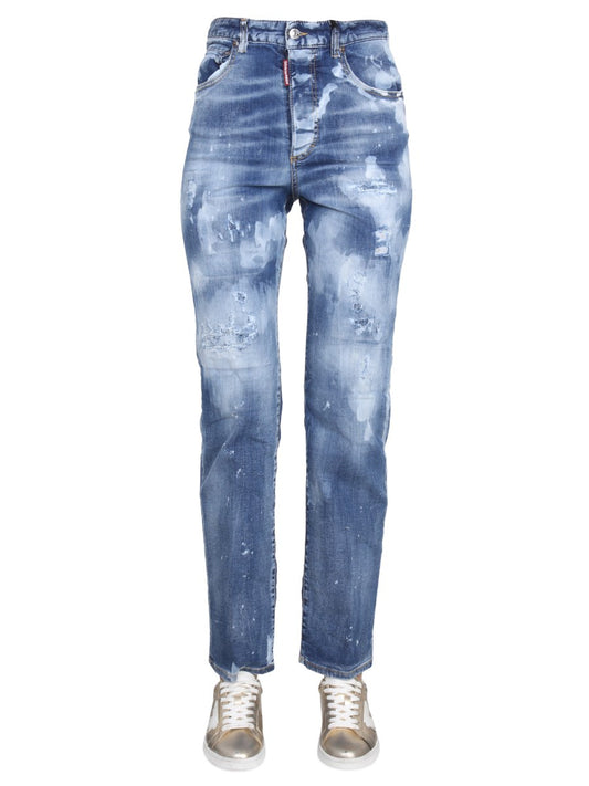 Distressed Jeans in Bleached Blue