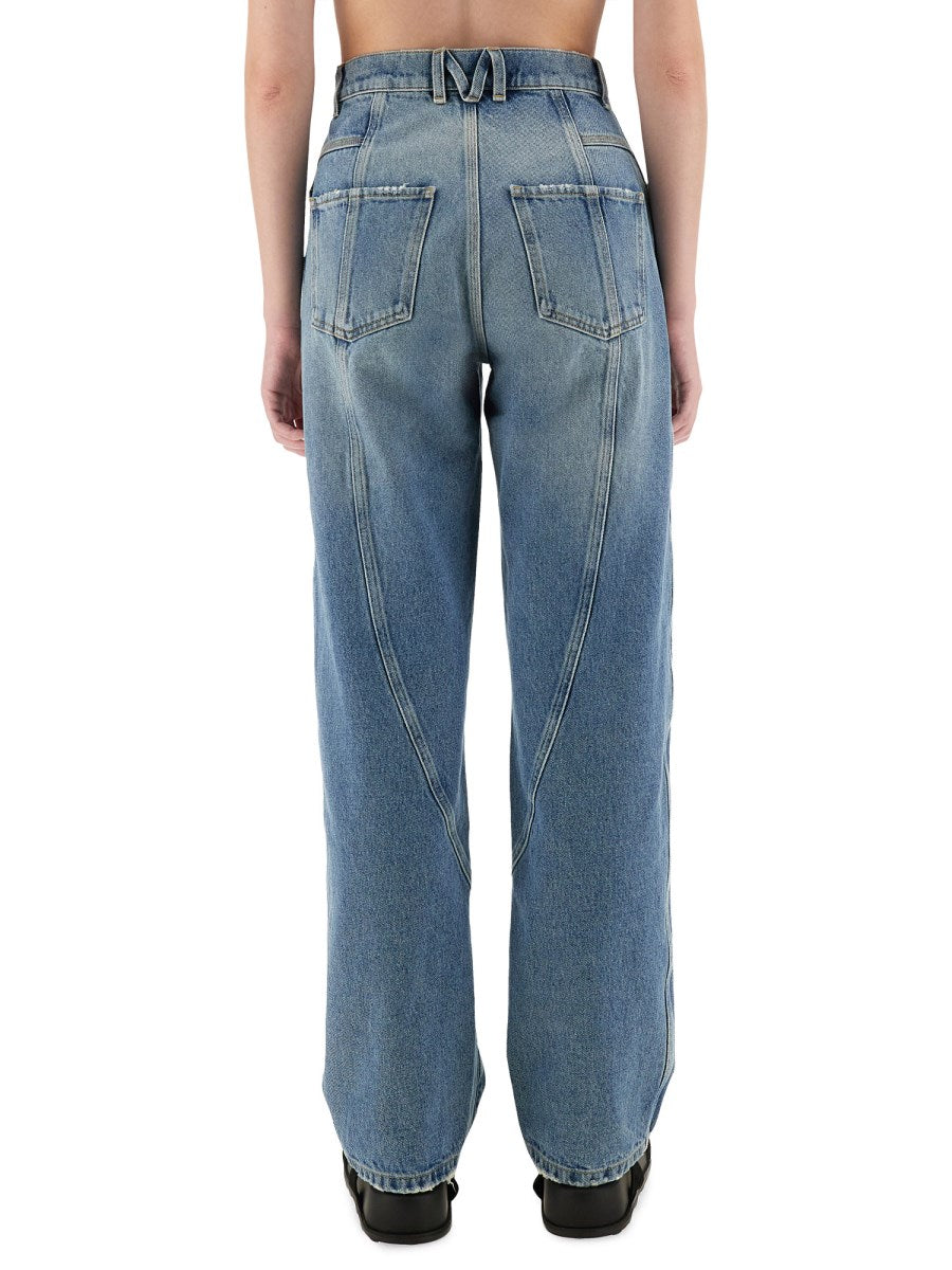 Wide-Leg Jeans in Mid Blue