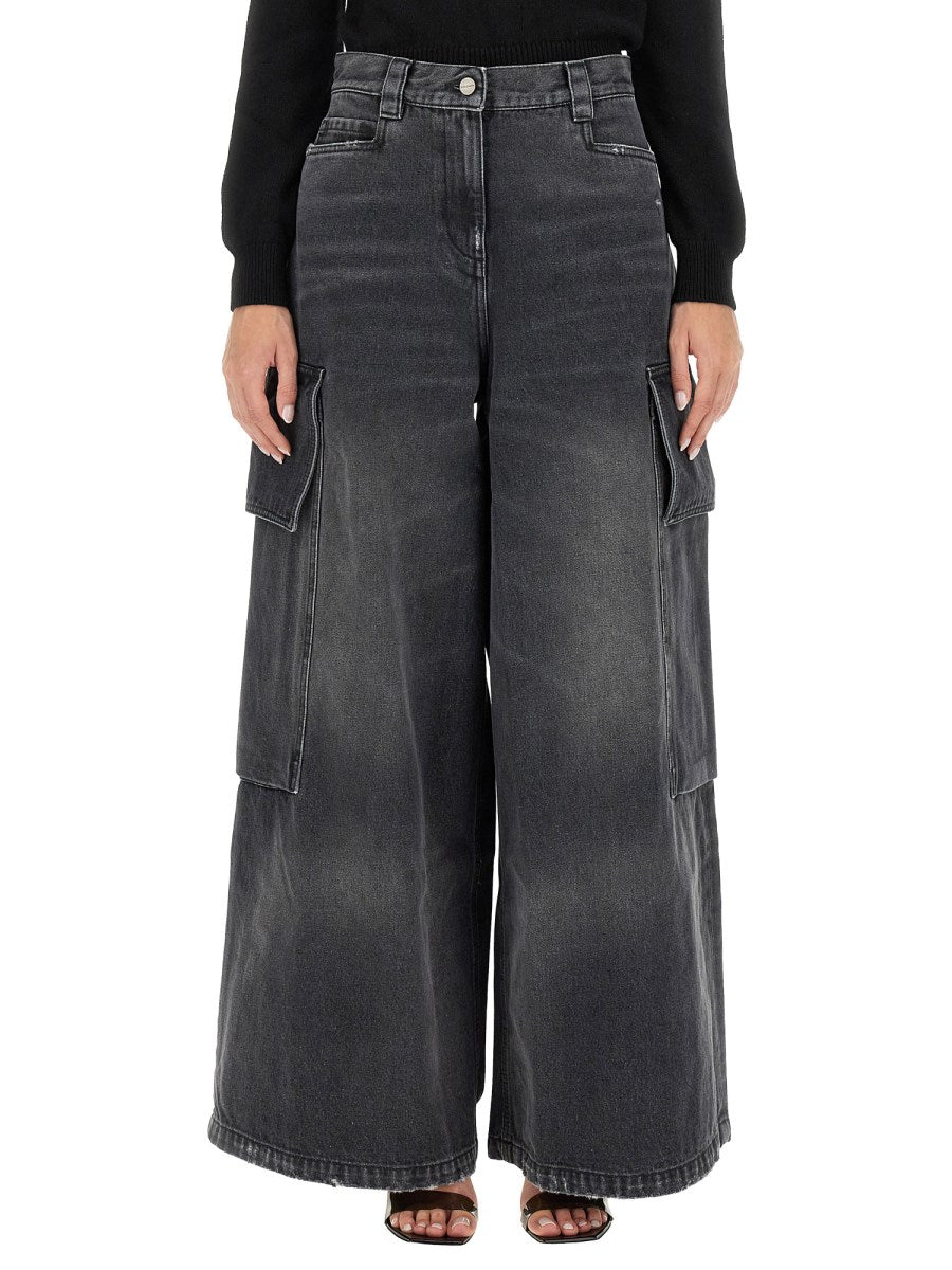 Wide Parachute Jeans in Washed Grey