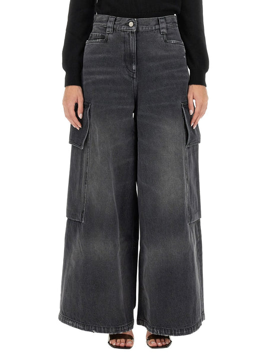 Wide Parachute Jeans in Washed Grey