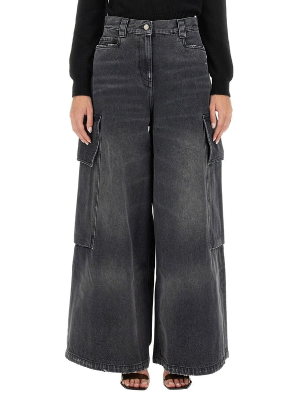 Wide Parachute Jeans in Washed Grey
