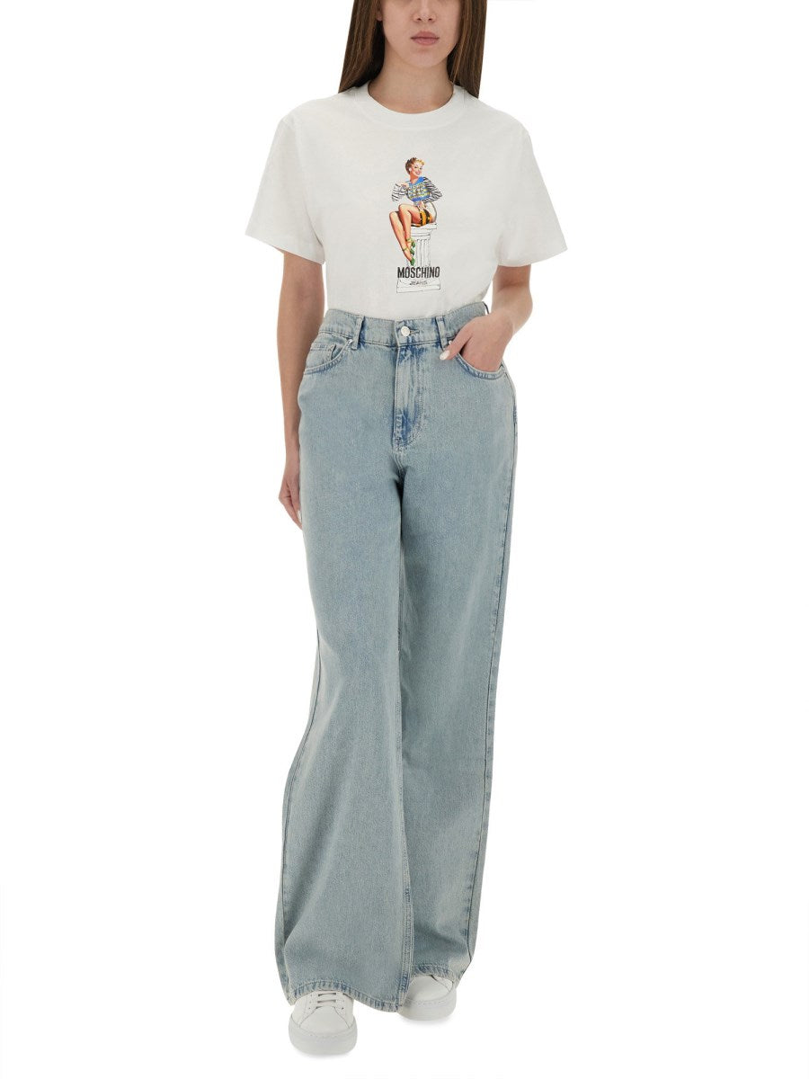 Moschino Wide Leg Jeans in Denim, view 4