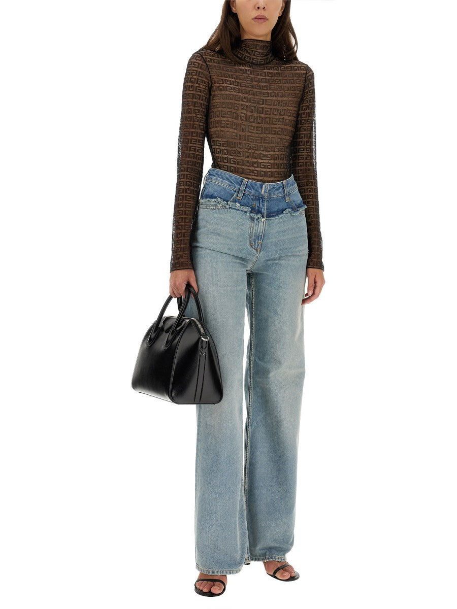Oversized Jeans with Double Waistband