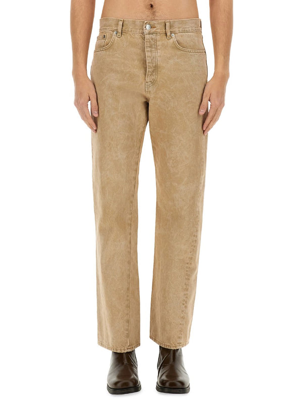 Straight Twist Jeans in Beige