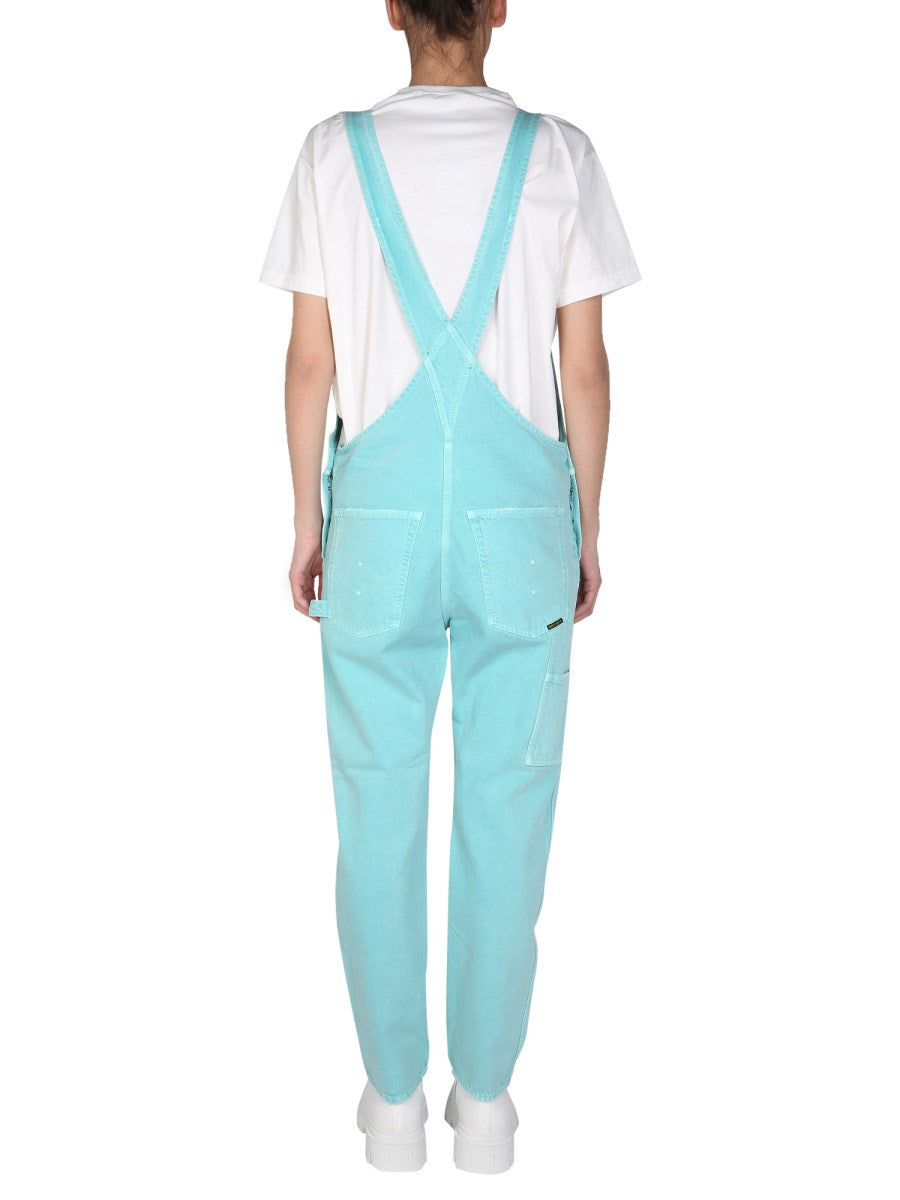 Denim Overalls in Aqua