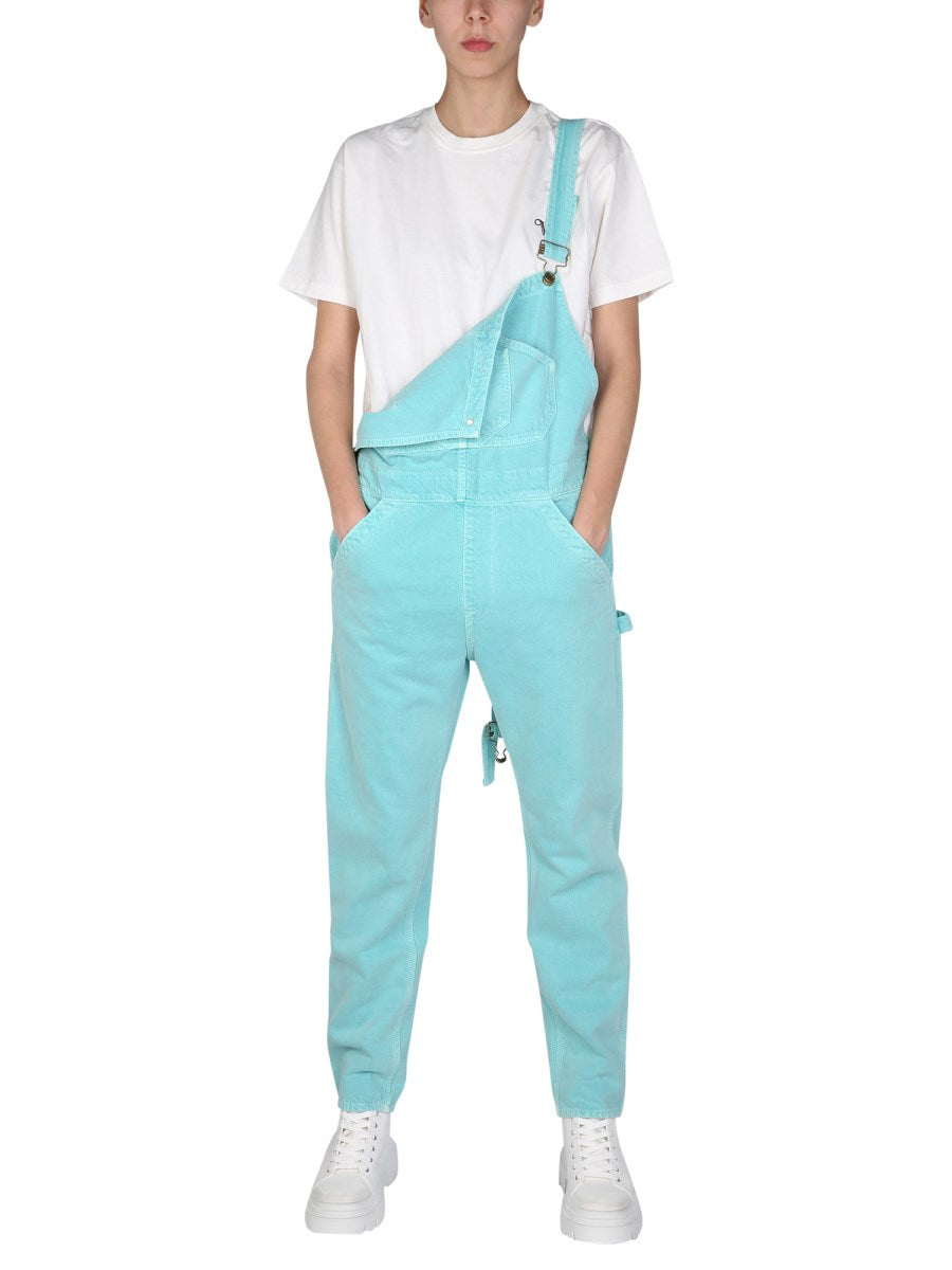 Denim Overalls in Aqua