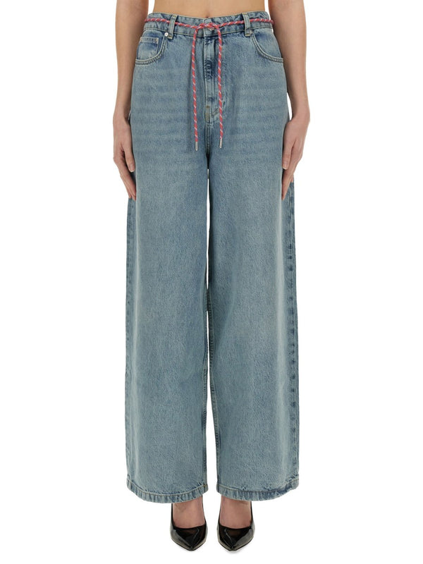 Wide Jeans with Drawstring Belt