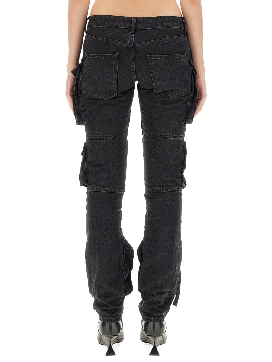 Low-Rise Cargo Jeans in Black
