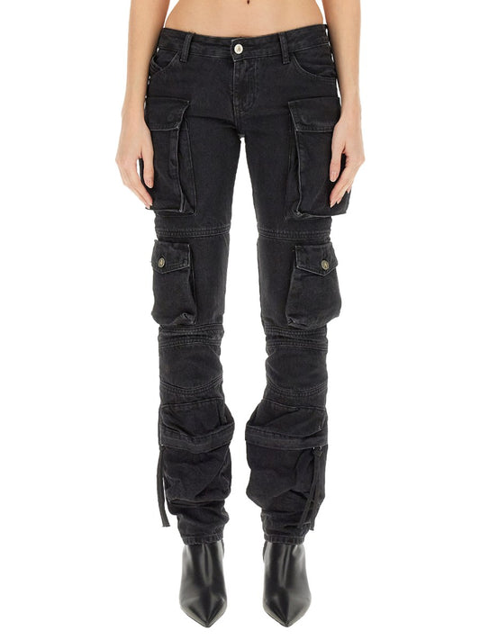 Low-Rise Cargo Jeans in Black