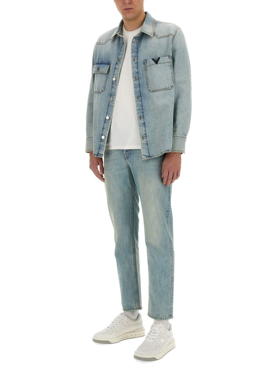 Western Snap Shirt in Washed Blue