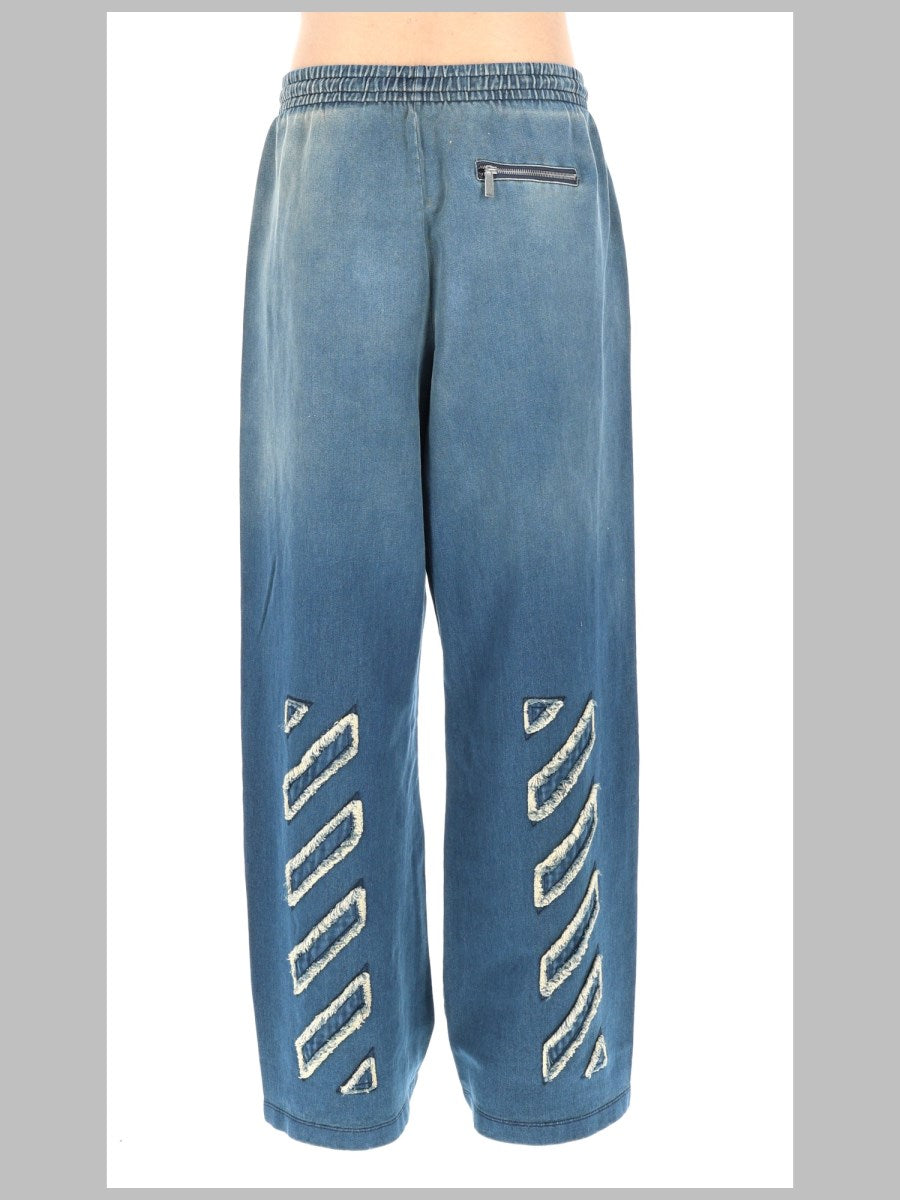 Trousers Distress Diag Slouchy Denim