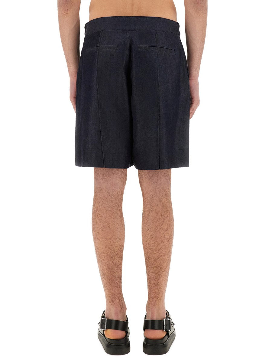 Long Denim Shorts in Dark Rinse