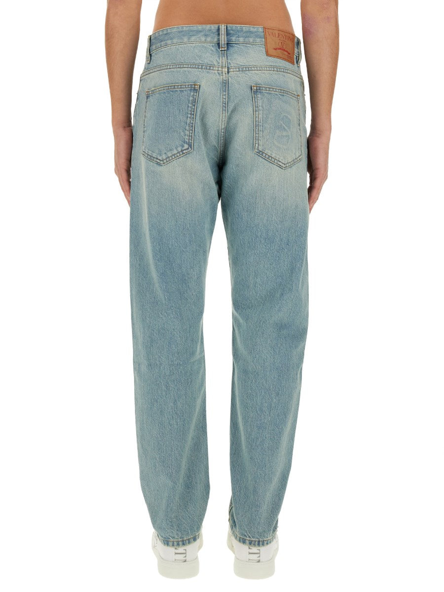 Straight Jeans in Vintage Green-Blue