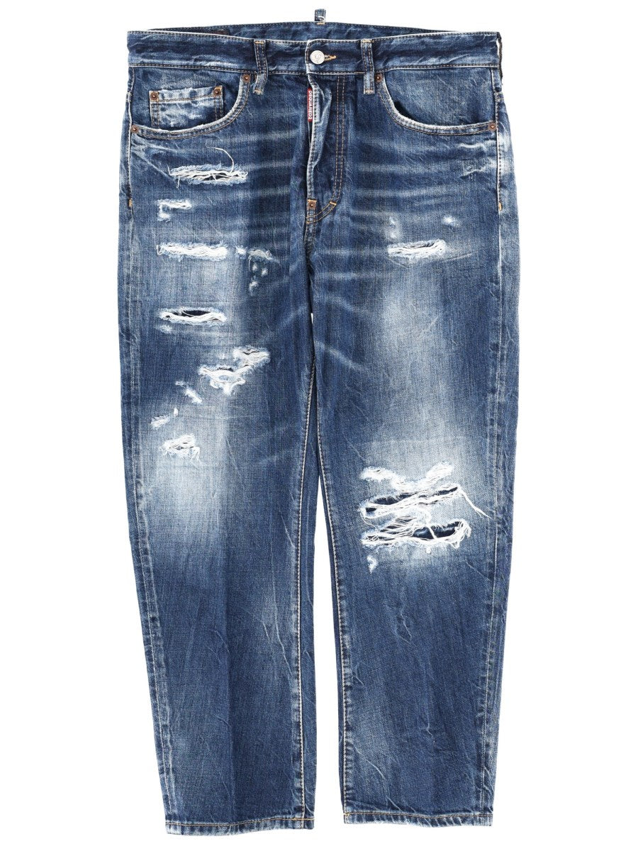 Destroyed Jeans in Mid Blue