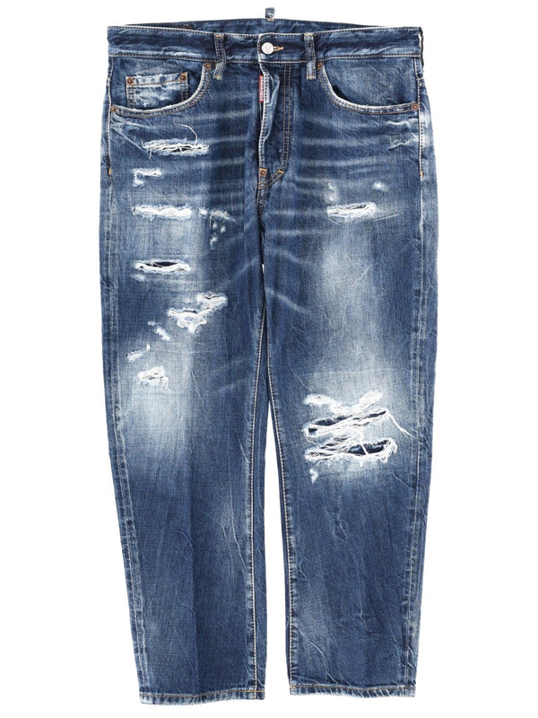Destroyed Jeans in Mid Blue