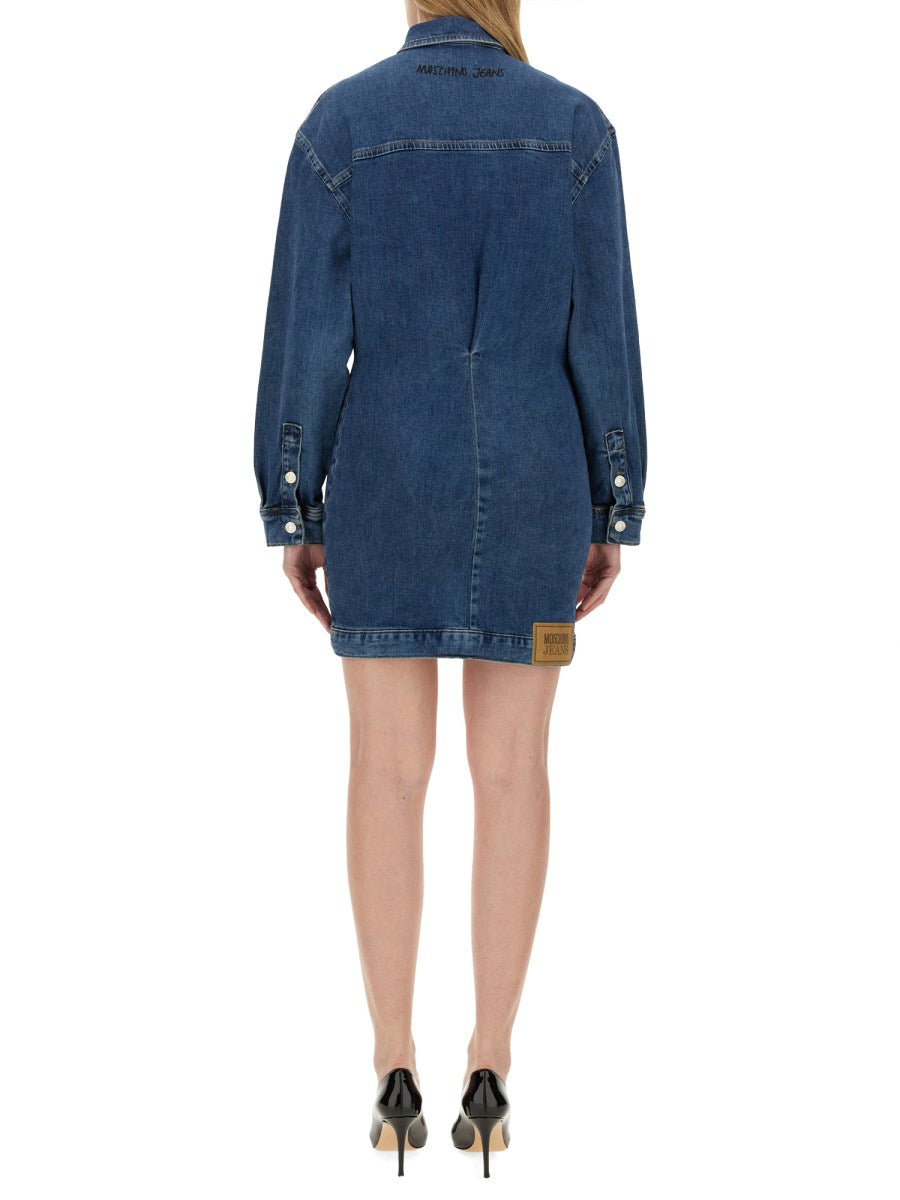 Embroidered Denim Shirt Dress