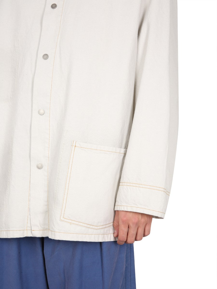 Maison Margiela Oversized Denim Overshirt in White, view 7