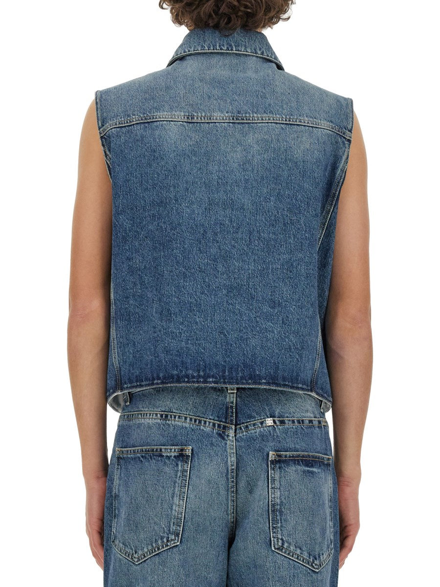 Denim Vest in Mid Blue