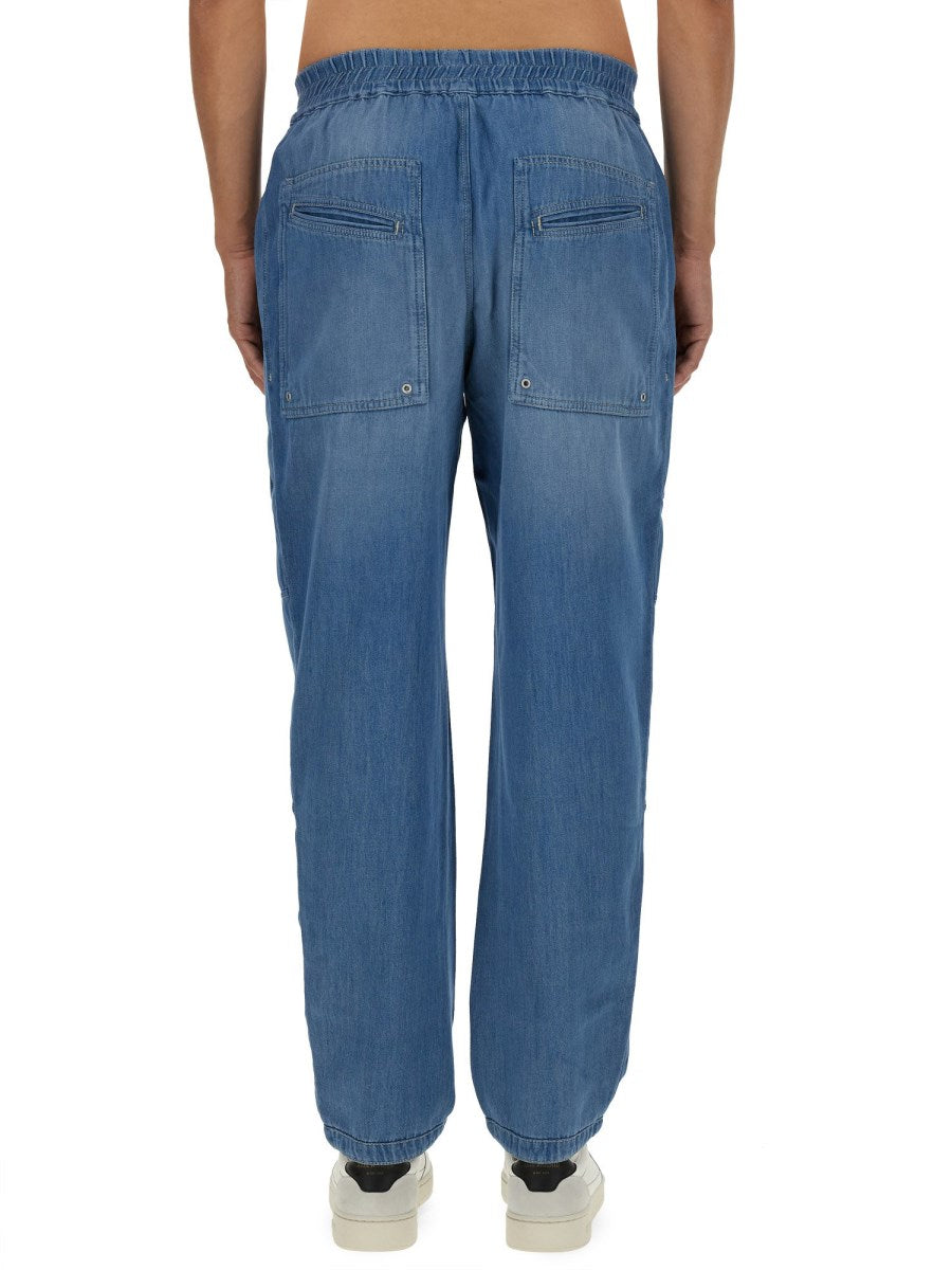 Elastic-Waist Denim Trousers