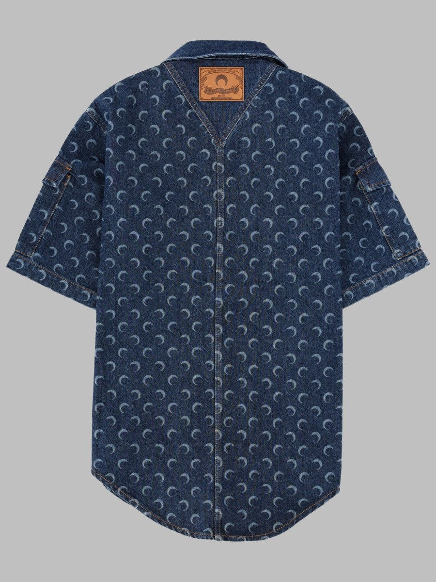 Marine Serre Denim Shirt With All-Over Print, view 2