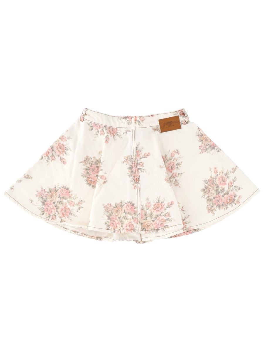 Floral Denim Mini Skirt