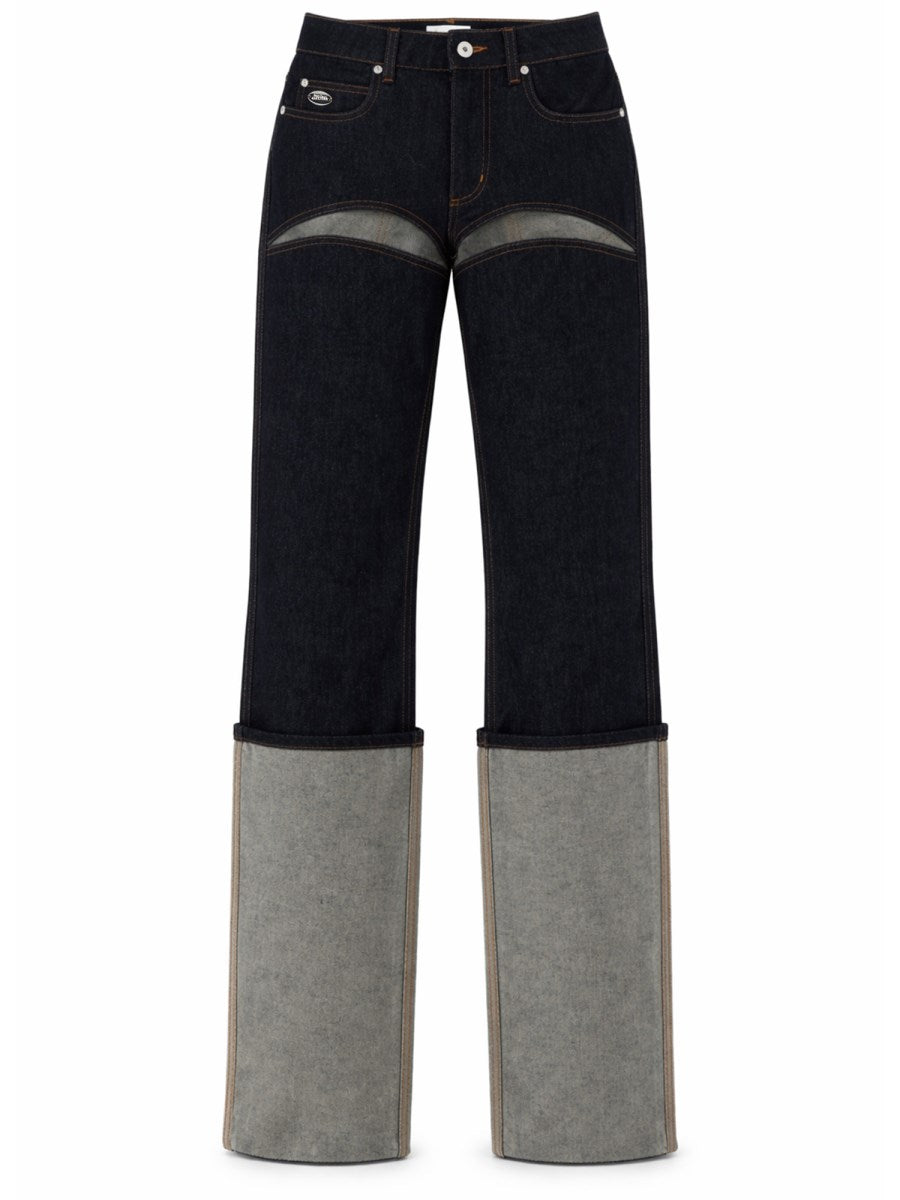 Cut-Out Jeans with Grey Lower Legs