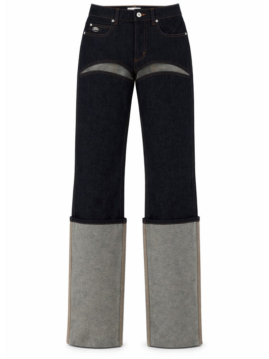Cut-Out Jeans with Grey Lower Legs
