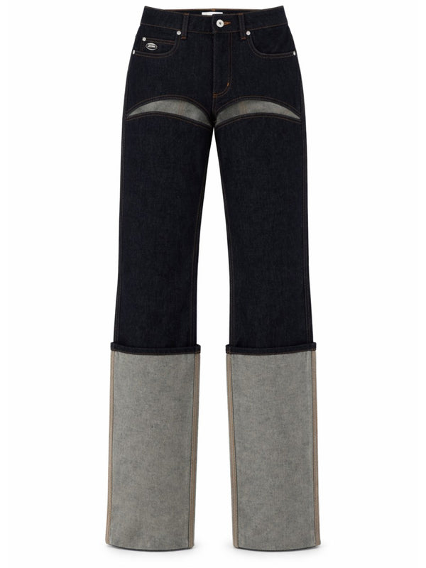 Cut-Out Jeans with Grey Lower Legs