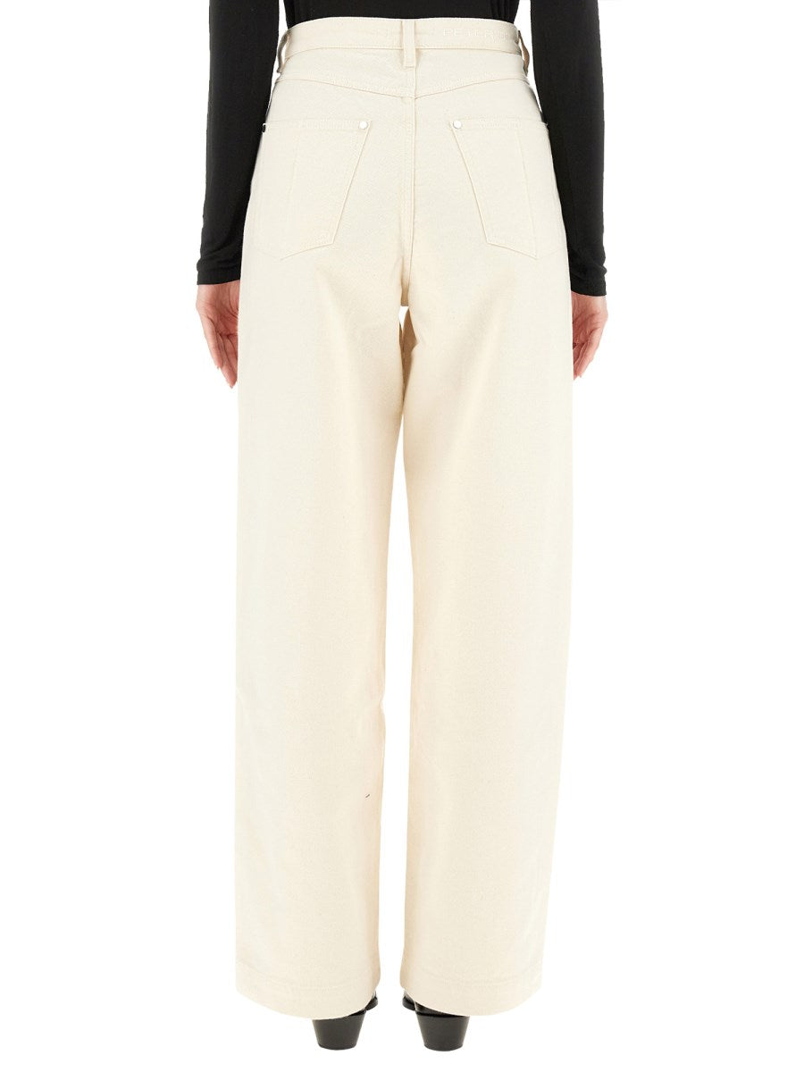 Wide Jeans in Ecru with Side Stripe