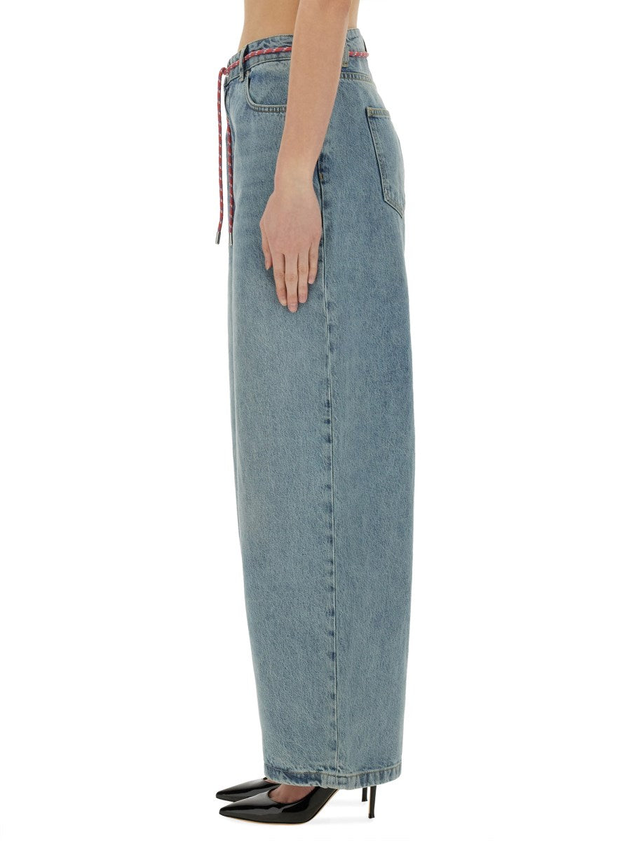 Wide Jeans with Drawstring Belt