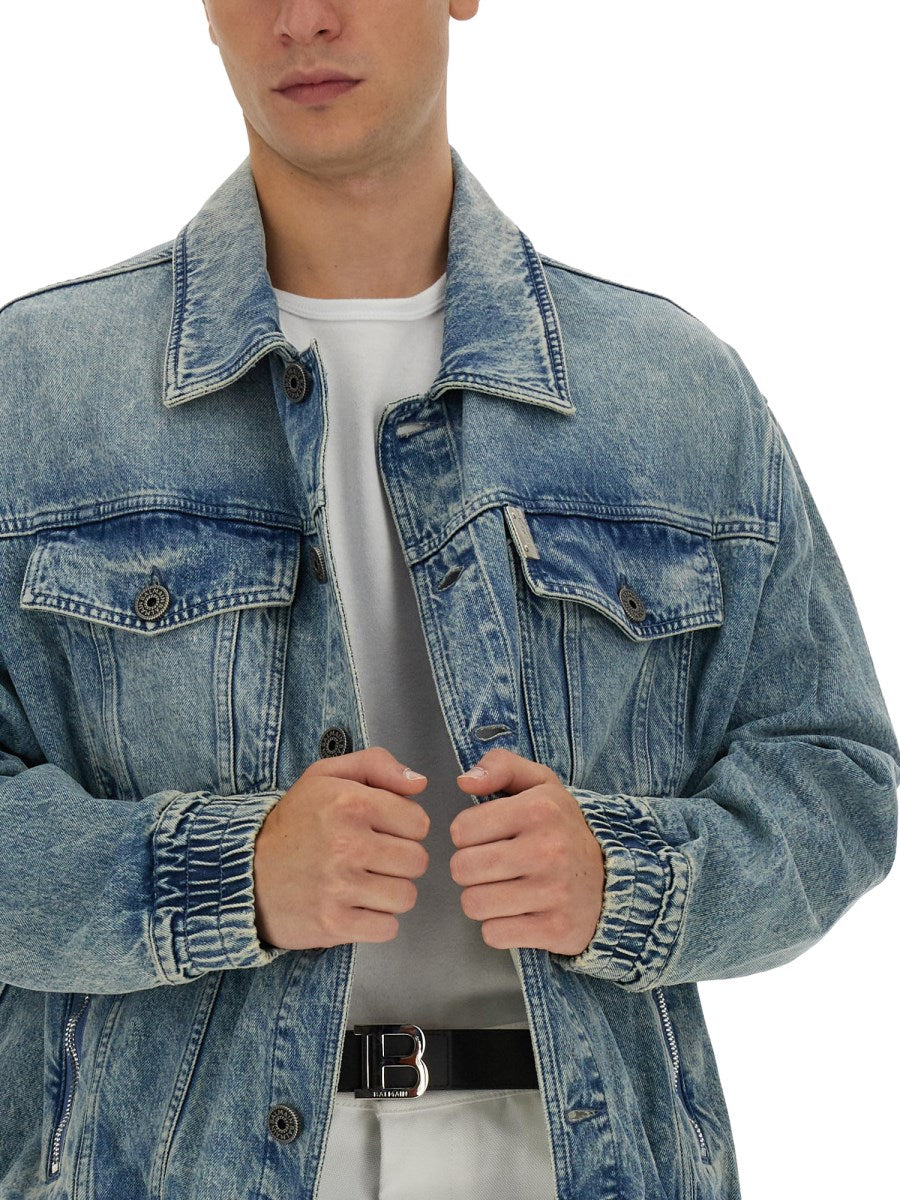 Washed Denim Jacket with Zip Pockets