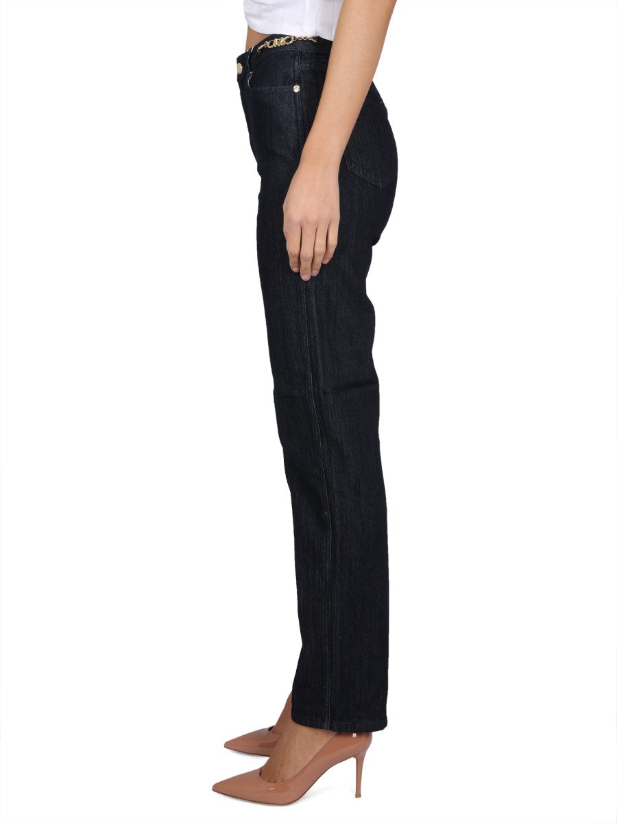 High-Waisted Straight Jeans in Dark Rinse